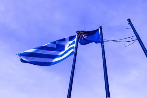 Greece Macedonia Flags Stock Photos