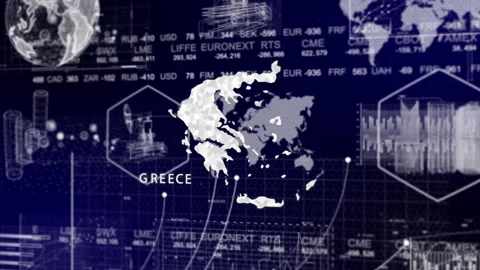 Greece Map Animation Loop | Growth, GDP, Oil Economy &amp; Development Insights Stock Footage 331579549
