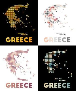 Greece map. Collection of map of Greece in dotted style. Borders of the cou.. Stock Illustration