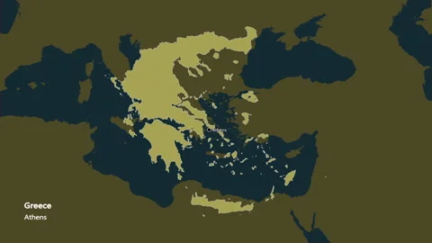 Greece map - extract. Border. Pattern. Labels Stock Footage 176947950