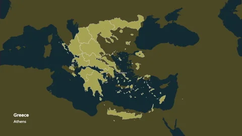 Greece map - extract. Regions. Pattern. Labels Stock Footage 176947609