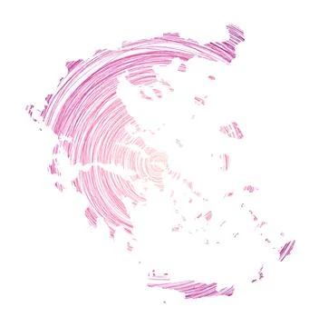 Greece map filled with concentric circles. Sketch style circles in shape of.. Stock Illustration