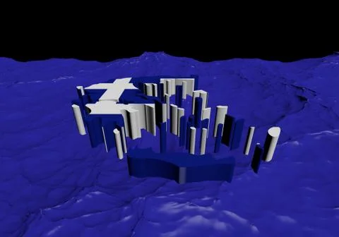 Greece map flag in abstract ocean illustration Illustrazione stock