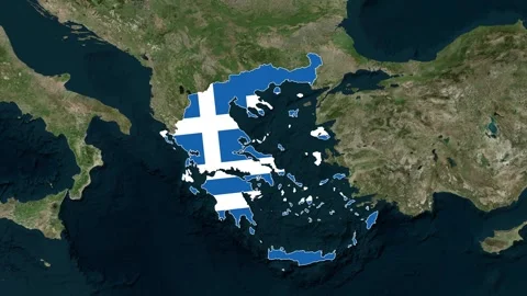 Greece map with flag animation, geography of greece Stock Footage 309340345