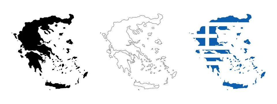 Greece map flag. Country map with national flag and regional dotted borders.. Stock Illustration