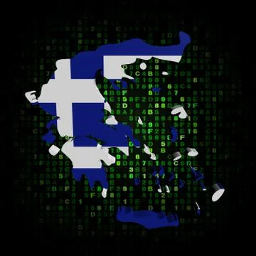 Greece map flag on hex code illustration Stock Illustration