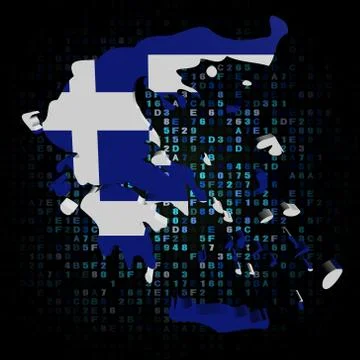 Greece map flag on hex code illustration Illustrazione stock