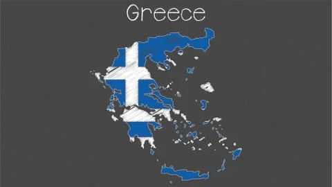 Greece map-flag illustration Stock Illustration