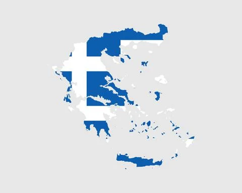 Greece Map Flag. Map of Hellas with the Greek country banner Stock Illustration