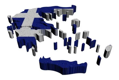 Greece map flag mosiac on white illustration Stock Illustration