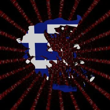 Greece map flag on red hex code burst illustration Stock Illustration