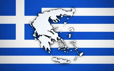 Greece Map On Greek Flag Stock Illustration