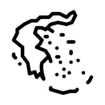 Greece on the map icon vector outline illustration Stock Illustration