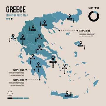 Greece map infographic in flat design Stock Illustration
