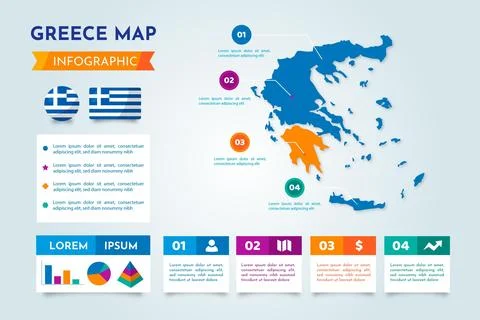 Greece map infographic template Stock Illustration