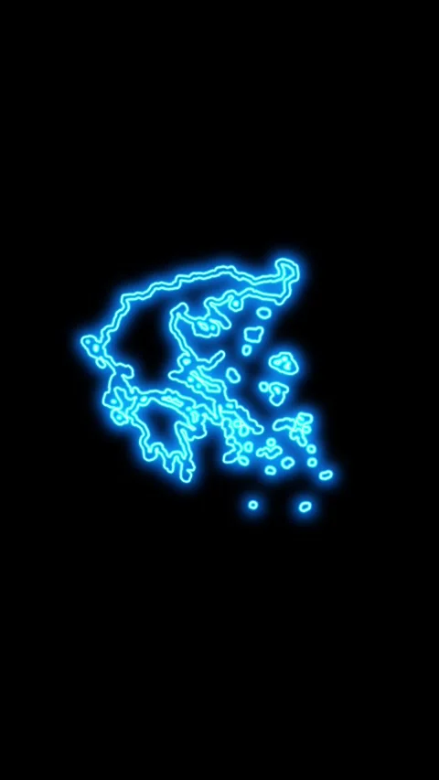 Greece Map Outline Neon Lights Video stock 333056332