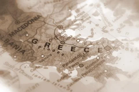 Greece on a map Stock Photos