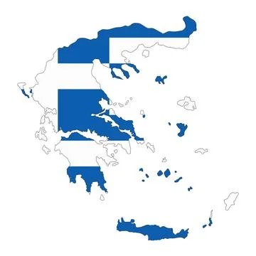 Greece map silhouette with flag isolated on white background Stock-Illustration