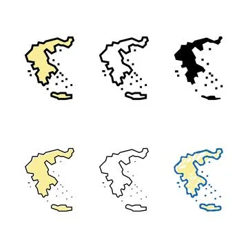 Greece map stylized civilization color icon vector Stock Illustration