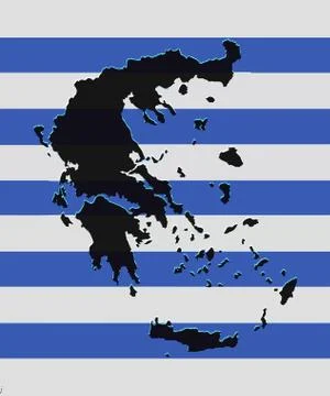 Greece map vector with the greek flag as background Stock Illustration