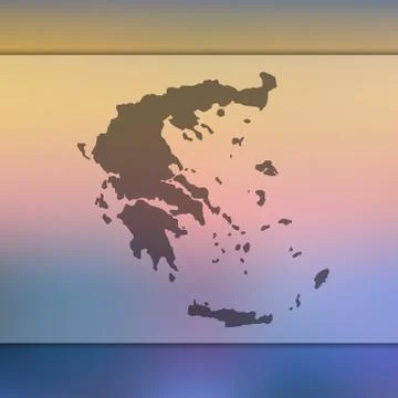 Greece map. Vector silhouette of Greece. Blurred background Stock Illustration