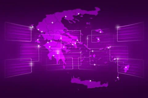 Greece map world map news communication purple Stock Illustration