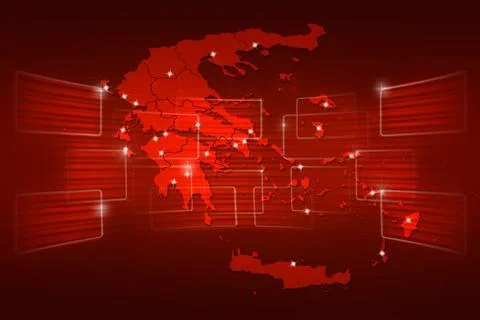 Greece map world map news communication red Illustrazione stock