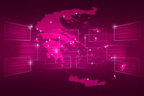 Greece map world map news communication pink Illustrazione stock