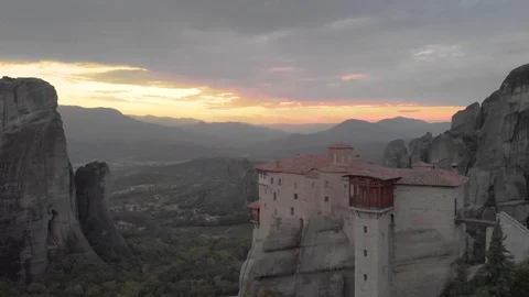 Greece - Meteora Aerial Drone Footage Stock Footage