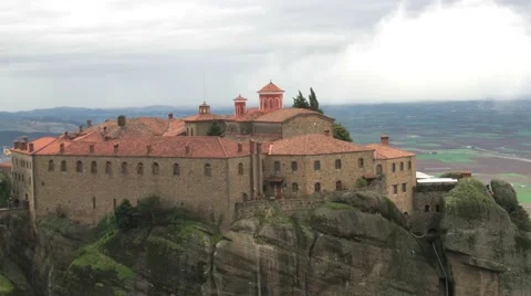 Greece. Meteora. Nunnery of Saint Stephen. 4К Stock Footage 61551853