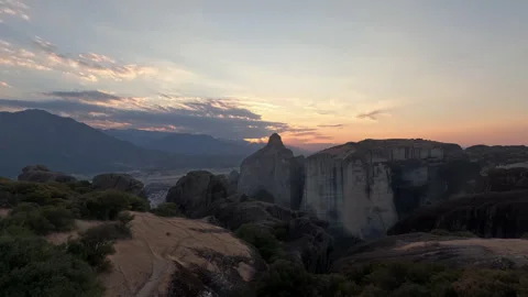 Greece Meteora sunset timelapse Видео 345526922
