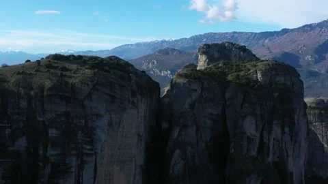 Greece Meteors flying drone over rocks. Kalampaka city. Stock Footage 145715023