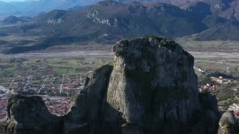 Greece Meteors flying drone over rocks. Kalampaka city. 스톡 동영상 145715079