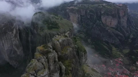 Greece Meteors flying drone over rocks. Kalampaka city. Stock Footage 145721250