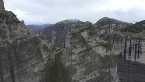 Greece Meteors flying drone over rocks. Kalampaka city. Stock Footage 145722475