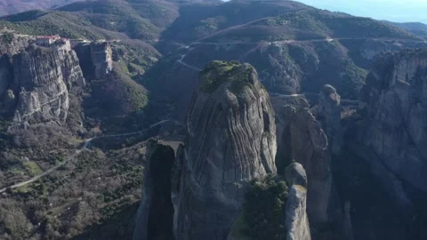 Greece Meteors flying drone over rocks. Kalampaka city. Stock-Footage 145726863
