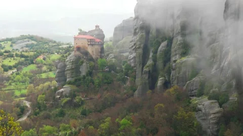 Greece. Meteors. Monastery of Saint Nicholas Anapausas. 4К 스톡 동영상 61551868