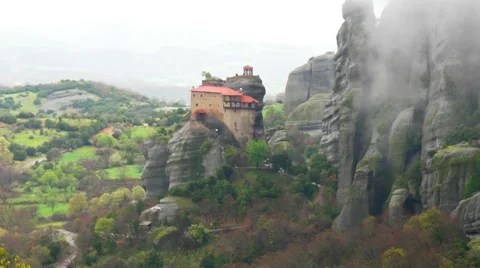 Greece. Meteors. Monastery of Saint Nicholas Anapausas. 4K Stock Footage 61775835