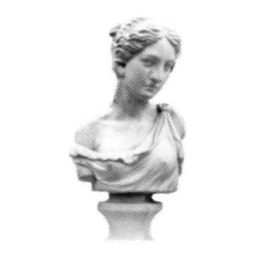 Greece modern statue collage. Design element in trendy dotted pop art style.. 스톡 일러스트
