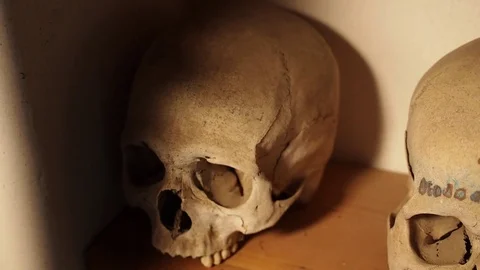 Greece, Mount Athos, Bones and Skulls of monks Video stock 73273382