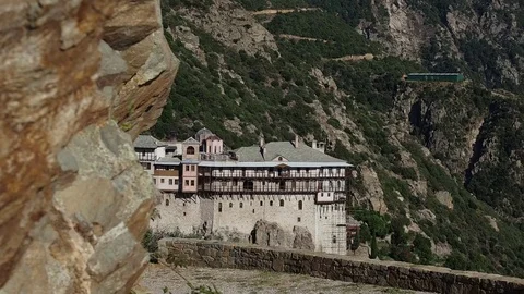 Greece, Mount Athos, Holy Monastery Simonopetra Stock Footage 73260605