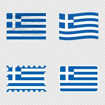Greece national flag in four different styles. Stock Illustration