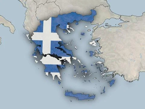 Greece with national flag Stock Illustration