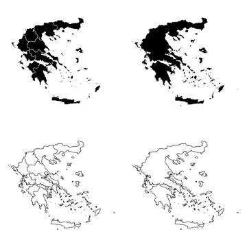 Greece Outline and Solid Fill Map Set. Illustrazione stock
