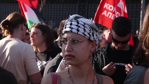 Greece: Protesters in Greece gather against Israel's attack on Global Sum... Stock Footage 335172912