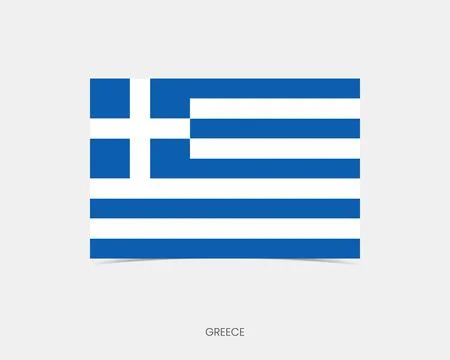 Greece Rectangle flag icon with shadow. Stock Illustration