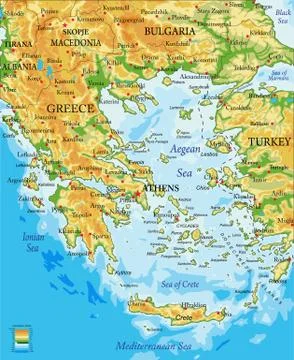 Greece relief map Stock Illustration