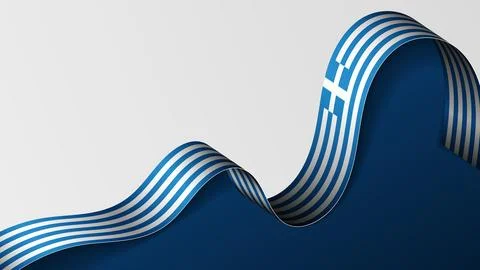 Greece ribbon flag background. Stock Illustration