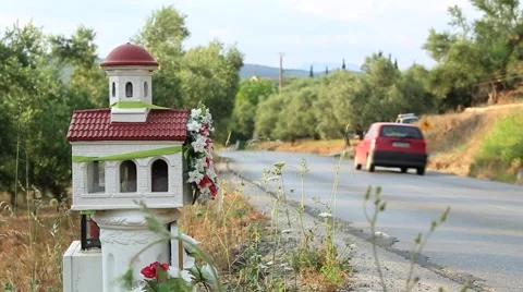 Greece Roadside Shrine Stock Footage 65657004