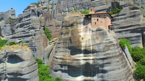 Greece. Rocks of Meteora. Complex of Orthodox monasteries Stock Footage 128627385